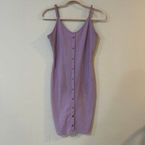Love J Lilac Purple Ribbed Tank Top Scoop Neck Bodycon Dress Women’s Size Large